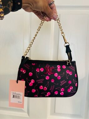 Juicy couture black multi licorice cherry on top convertible wristlet BNWT